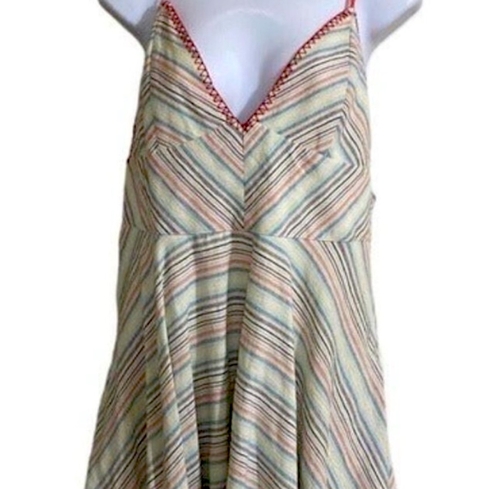 Paper Crane Striped Mini Dress with Red Accents